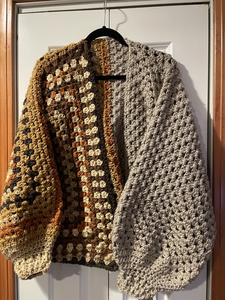 Finished custom crochet piece photographed on a table